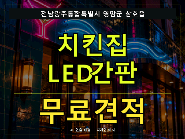 전남광주통합특별시 영암군 삼호읍 치킨집 LED간판 무료견적 안내 썸네일 · AI 연출 배경