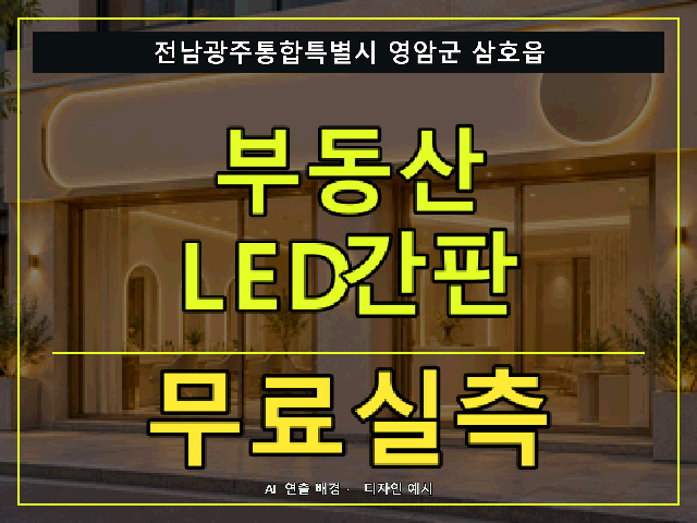 전남광주통합특별시 영암군 삼호읍 부동산 LED간판 무료실측 안내 썸네일 · AI 연출 배경