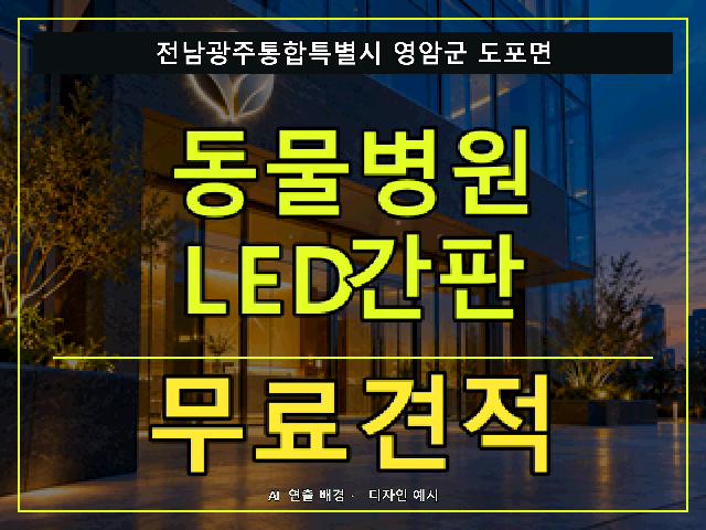 전남광주통합특별시 영암군 도포면 동물병원 LED간판 무료견적 안내 썸네일 · AI 연출 배경