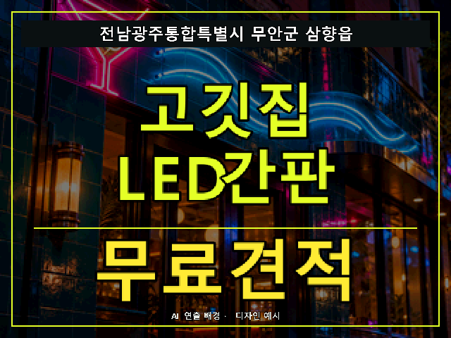 전남광주통합특별시 무안군 삼향읍 고깃집 LED간판 무료견적 안내 썸네일 · AI 연출 배경
