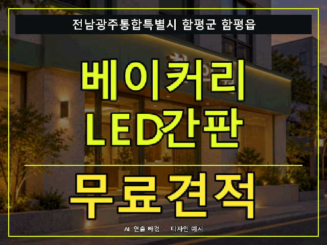 전남광주통합특별시 함평군 함평읍 베이커리 LED간판 무료견적 안내 썸네일 · AI 연출 배경