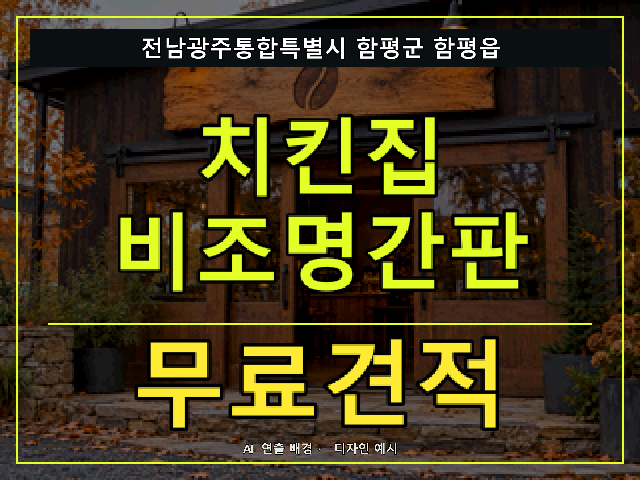 전남광주통합특별시 함평군 함평읍 치킨집 비조명간판 무료견적 안내 썸네일 · AI 연출 배경