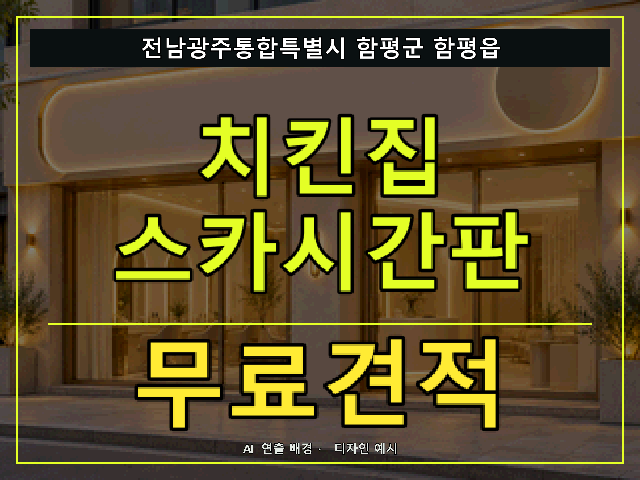 전남광주통합특별시 함평군 함평읍 치킨집 스카시간판 무료견적 안내 썸네일 · AI 연출 배경