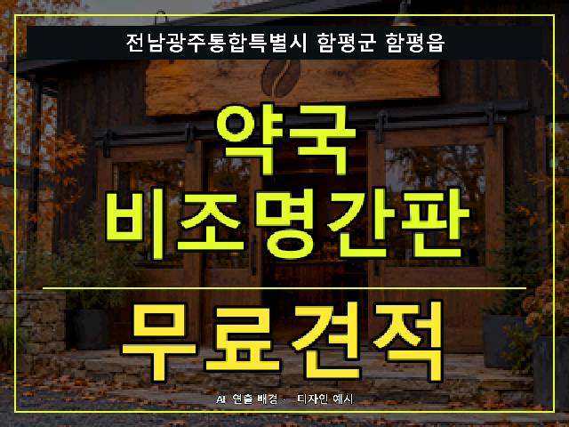 전남광주통합특별시 함평군 함평읍 약국 비조명간판 무료견적 안내 썸네일 · AI 연출 배경