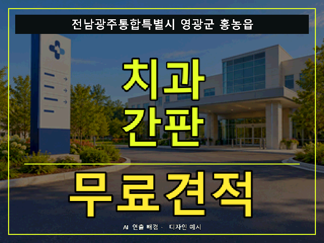 전남광주통합특별시 영광군 홍농읍 치과 간판 무료견적 안내 썸네일 · AI 연출 배경