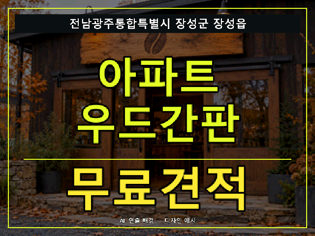 전남광주통합특별시 장성군 장성읍 아파트 우드간판 무료견적 안내 썸네일 · AI 연출 배경