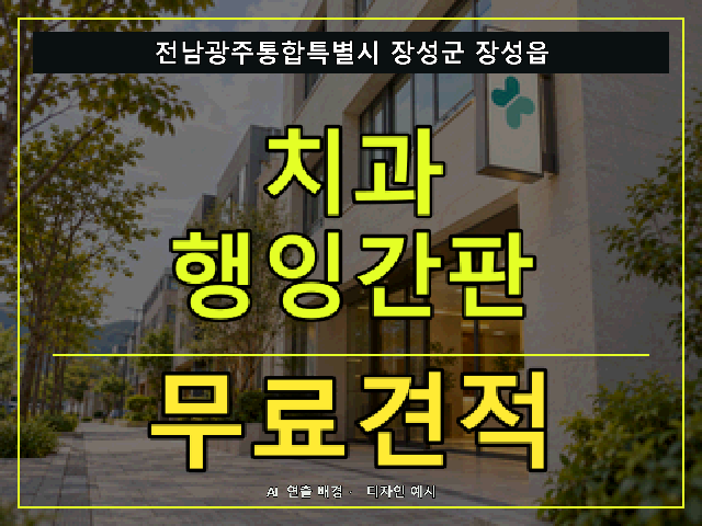전남광주통합특별시 장성군 장성읍 치과 행잉간판 무료견적 안내 썸네일 · AI 연출 배경