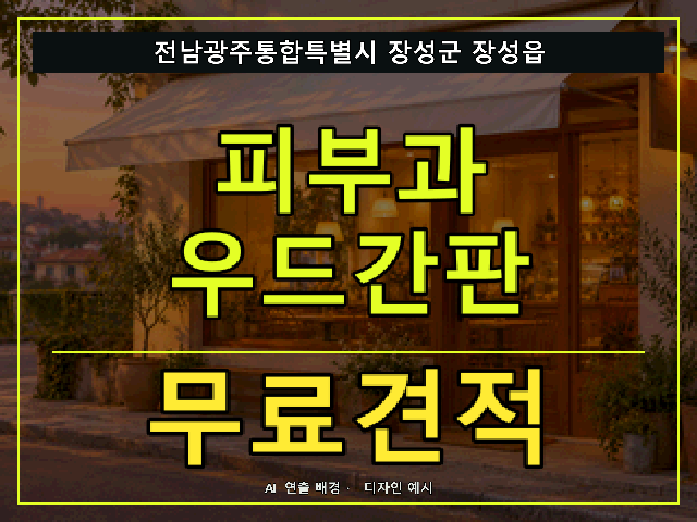전남광주통합특별시 장성군 장성읍 피부과 우드간판 무료견적 안내 썸네일 · AI 연출 배경