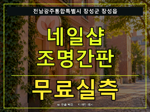 전남광주통합특별시 장성군 장성읍 네일샵 조명간판 무료실측 안내 썸네일 · AI 연출 배경