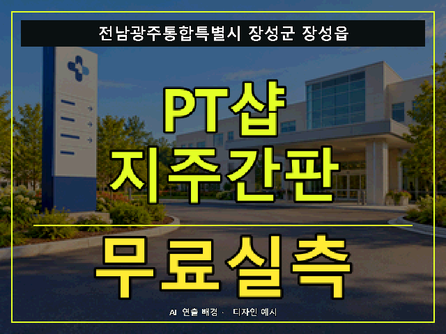 전남광주통합특별시 장성군 장성읍 PT샵 지주간판 무료실측 안내 썸네일 · AI 연출 배경