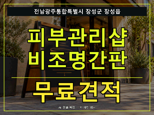 전남광주통합특별시 장성군 장성읍 피부관리샵 비조명간판 무료견적 안내 썸네일 · AI 연출 배경