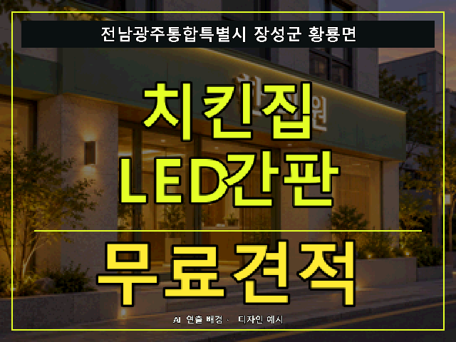 전남광주통합특별시 장성군 황룡면 치킨집 LED간판 무료견적 안내 썸네일 · AI 연출 배경
