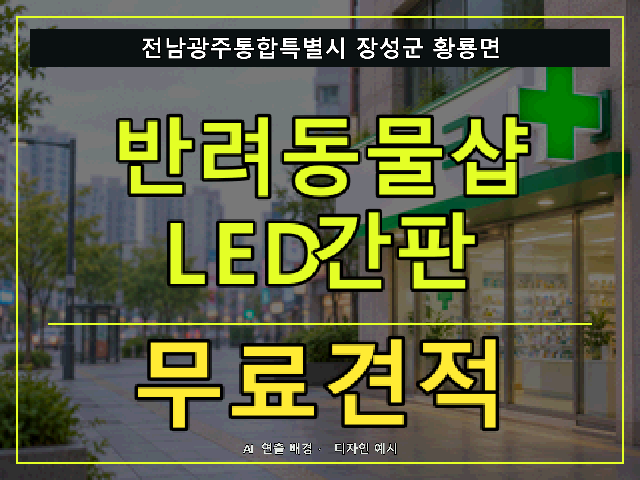 전남광주통합특별시 장성군 황룡면 반려동물샵 LED간판 무료견적 안내 썸네일 · AI 연출 배경
