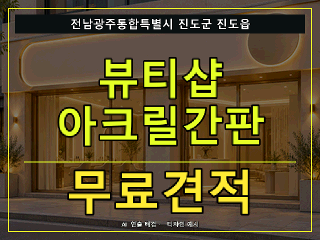 전남광주통합특별시 진도군 진도읍 뷰티샵 아크릴간판 무료견적 안내 썸네일 · AI 연출 배경
