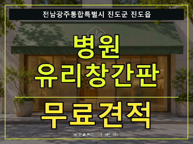전남광주통합특별시 진도군 진도읍 병원 유리창간판 무료견적 안내 썸네일 · AI 연출 배경
