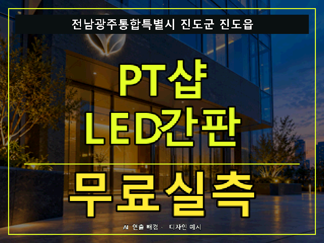 전남광주통합특별시 진도군 진도읍 PT샵 LED간판 무료실측 안내 썸네일 · AI 연출 배경