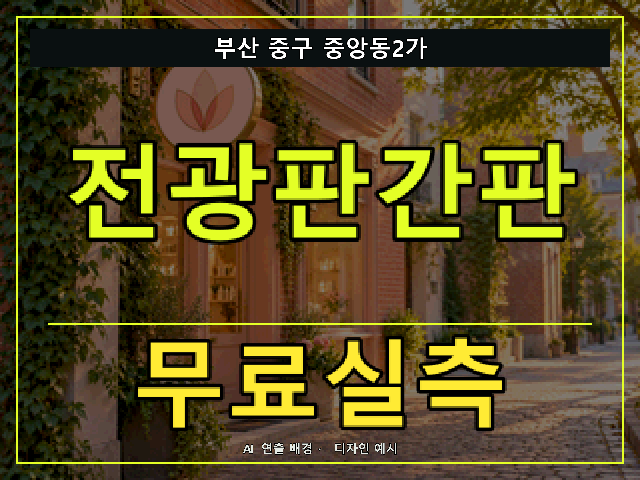 부산 중구 중앙동2가 전광판간판 무료실측 안내 썸네일 · AI 연출 배경