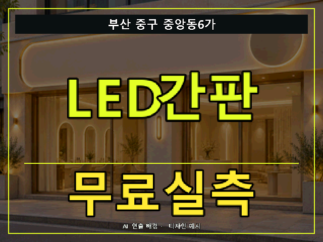 부산 중구 중앙동6가 LED간판 무료실측 안내 썸네일 · AI 연출 배경