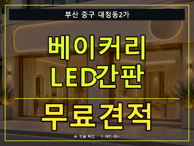 부산 중구 대청동2가 베이커리 LED간판 무료견적 안내 썸네일 · AI 연출 배경
