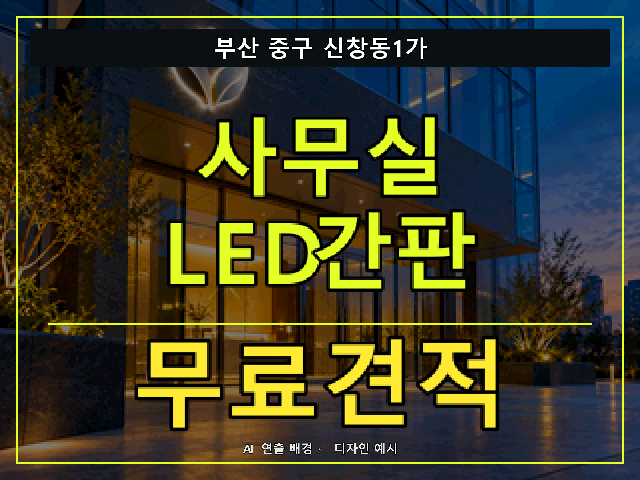 부산 중구 신창동1가 사무실 LED간판 무료견적 안내 썸네일 · AI 연출 배경