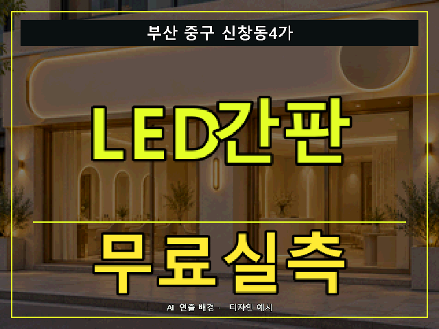부산 중구 신창동4가 LED간판 무료실측 안내 썸네일 · AI 연출 배경