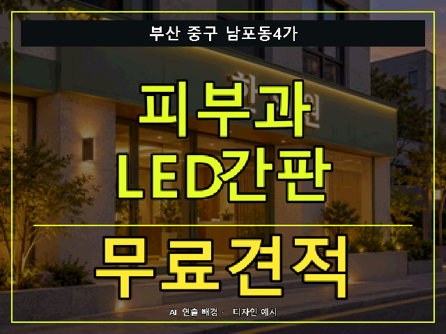 부산 중구 남포동4가 피부과 LED간판 무료견적 안내 썸네일 · AI 연출 배경