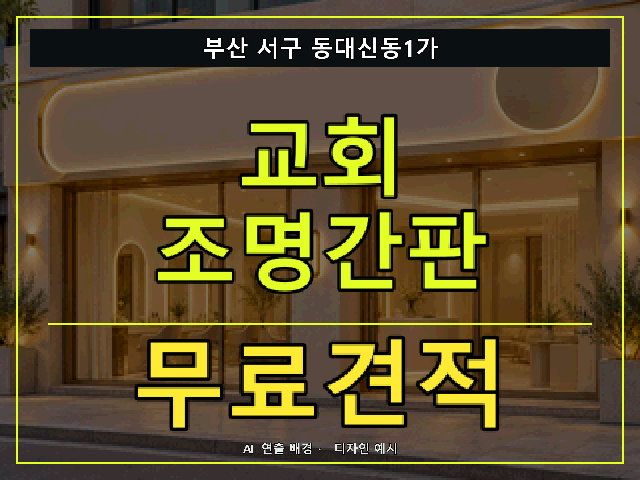 부산 서구 동대신동1가 교회 조명간판 무료견적 안내 썸네일 · AI 연출 배경