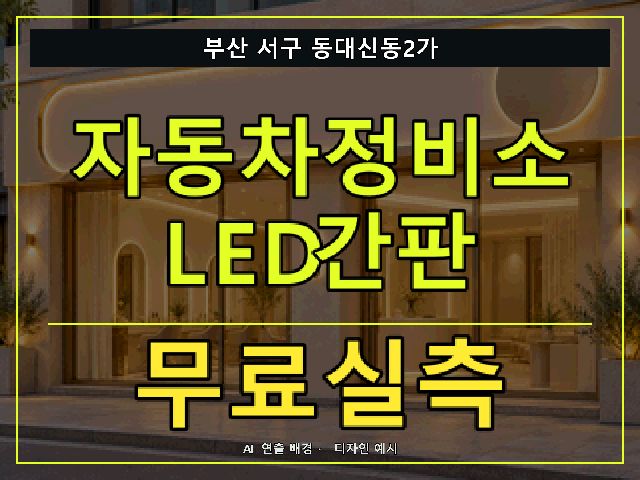 부산 서구 동대신동2가 자동차정비소 LED간판 무료실측 안내 썸네일 · AI 연출 배경
