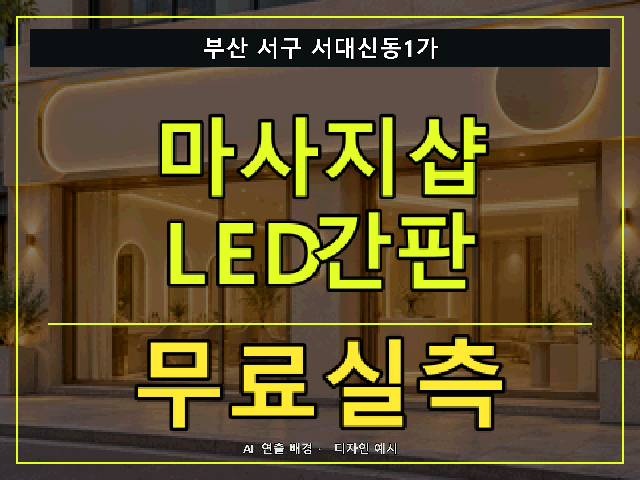 부산 서구 서대신동1가 마사지샵 LED간판 무료실측 안내 썸네일 · AI 연출 배경