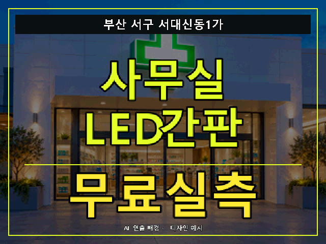 부산 서구 서대신동1가 사무실 LED간판 무료실측 안내 썸네일 · AI 연출 배경