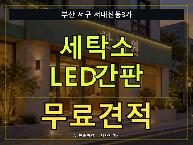 부산 서구 서대신동3가 세탁소 LED간판 무료견적 안내 썸네일 · AI 연출 배경