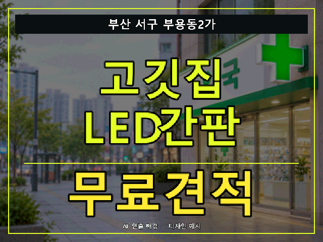 부산 서구 부용동2가 고깃집 LED간판 무료견적 안내 썸네일 · AI 연출 배경