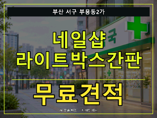 부산 서구 부용동2가 네일샵 라이트박스간판 무료견적 안내 썸네일 · AI 연출 배경