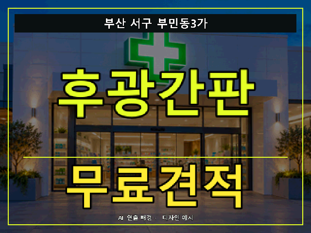 부산 서구 부민동3가 후광간판 무료견적 안내 썸네일 · AI 연출 배경