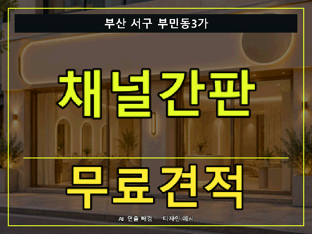 부산 서구 부민동3가 채널간판 무료견적 안내 썸네일 · AI 연출 배경