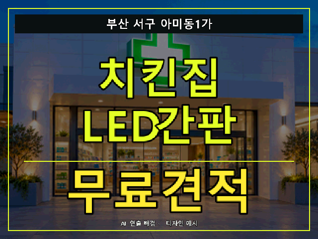 부산 서구 아미동1가 치킨집 LED간판 무료견적 안내 썸네일 · AI 연출 배경