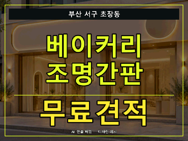 부산 서구 초장동 베이커리 조명간판 무료견적 안내 썸네일 · AI 연출 배경