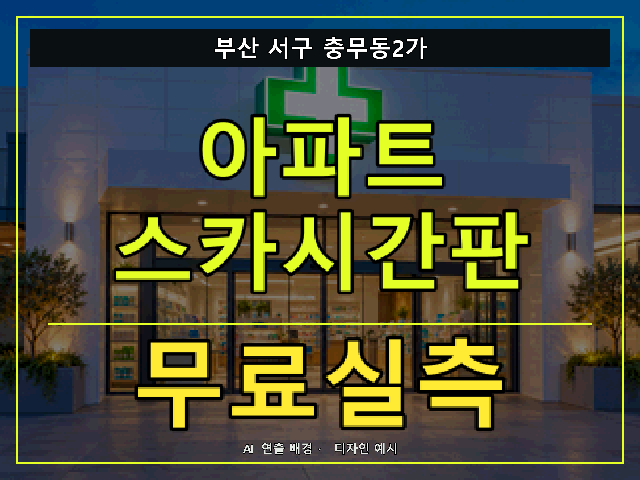 부산 서구 충무동2가 아파트 스카시간판 무료실측 안내 썸네일 · AI 연출 배경