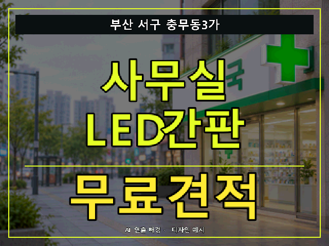 부산 서구 충무동3가 사무실 LED간판 무료견적 안내 썸네일 · AI 연출 배경
