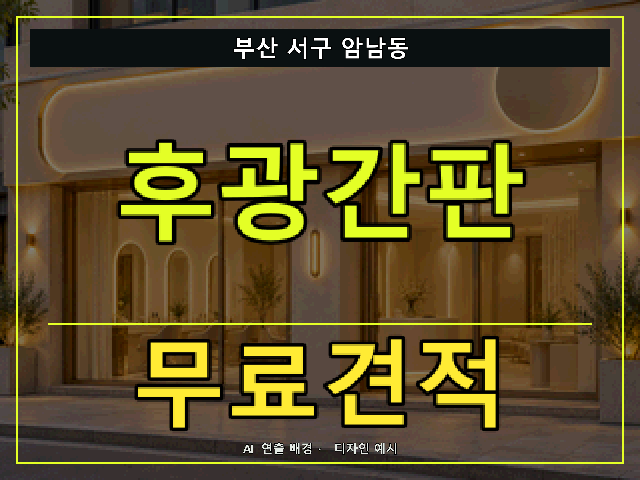 부산 서구 암남동 후광간판 무료견적 안내 썸네일 · AI 연출 배경