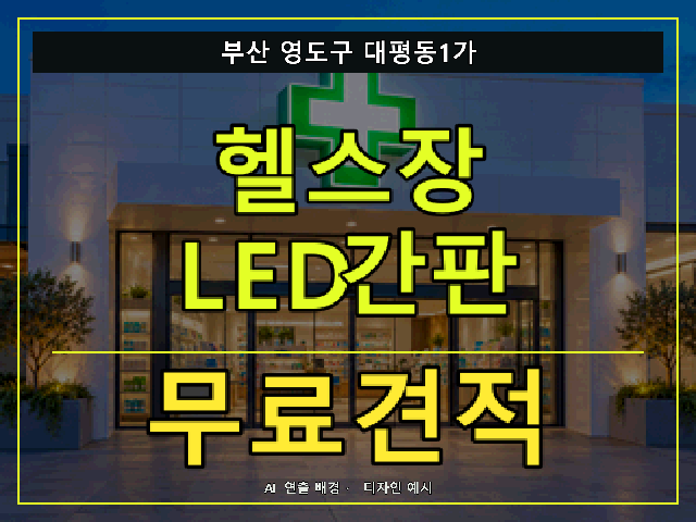 부산 영도구 대평동1가 헬스장 LED간판 무료견적 안내 썸네일 · AI 연출 배경