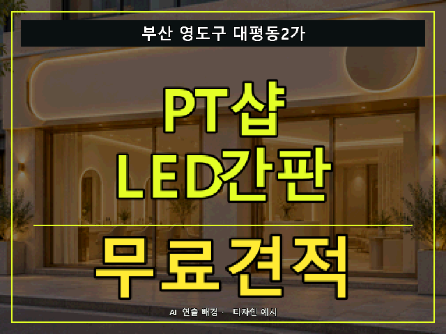 부산 영도구 대평동2가 PT샵 LED간판 무료견적 안내 썸네일 · AI 연출 배경