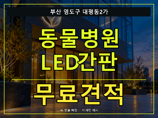 부산 영도구 대평동2가 동물병원 LED간판 무료견적 안내 썸네일 · AI 연출 배경