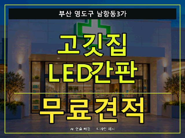 부산 영도구 남항동3가 고깃집 LED간판 무료견적 안내 썸네일 · AI 연출 배경