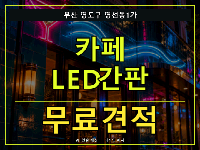 부산 영도구 영선동1가 카페 LED간판 무료견적 안내 썸네일 · AI 연출 배경