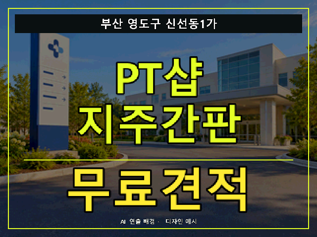 부산 영도구 신선동1가 PT샵 지주간판 무료견적 안내 썸네일 · AI 연출 배경