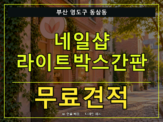 부산 영도구 동삼동 네일샵 라이트박스간판 무료견적 안내 썸네일 · AI 연출 배경