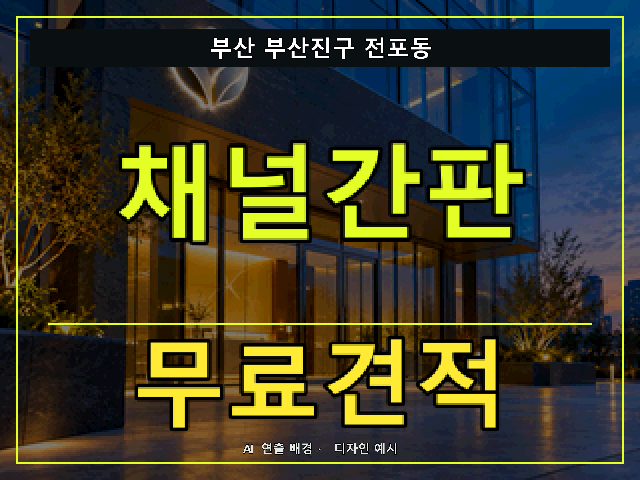 부산 부산진구 전포동 채널간판 무료견적 안내 썸네일 · AI 연출 배경
