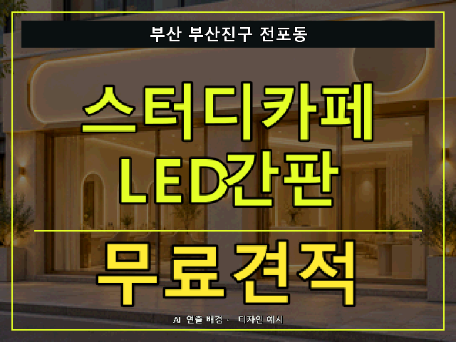 부산 부산진구 전포동 스터디카페 LED간판 무료견적 안내 썸네일 · AI 연출 배경