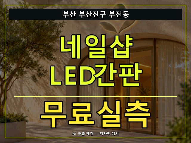 부산 부산진구 부전동 네일샵 LED간판 무료실측 안내 썸네일 · AI 연출 배경